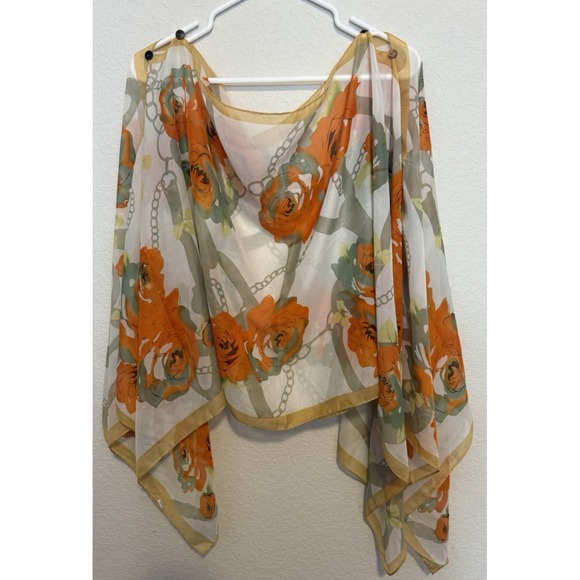 Floral‎ Rose Print Scarf Shawl Wrap Cover Up Sheer Lightweight - Picture 1 of 2